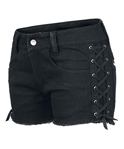 Dressation Womens Street Punk Side Lace Up Shorts Jeans Pants Black 11/Waist 32
