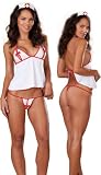 Sexy Fantasy Nurse Lingerie - Cami, Cap & Open Crotch Thong