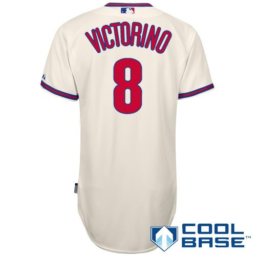 MLB Men's Philadelphia Phillies Shane Victorino Six Button Cool Base Authentic Alternate Jersey (Ivory, 44/Large)