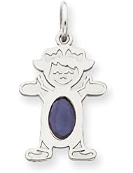 14K White Gold Girl 7x5 Oval Genuine Sapphire-September