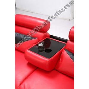 Ultra Modern Red/Black Leather Living Room Set Sofa Loveseat Chair