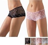 See-Through Lace Low Rise Boy Shorts w/ Lined Crotch - No Side Seams