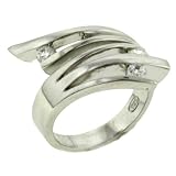 Sterling Silver Cz Zigzag Wrap Ring
