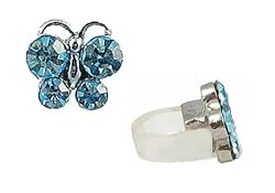 Cell Phone Charm - C18 - Antennae Jewelry - Crystal Butterfly - Aqua