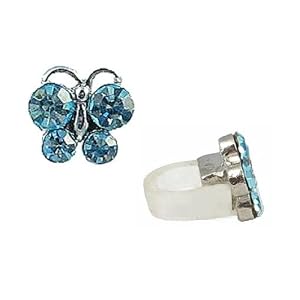 Cell Phone Charm - C18 - Antennae Jewelry - Crystal Butterfly - Aqua