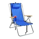 High Back Steel Backpack Beach Chair by WearEver - Solid Blue