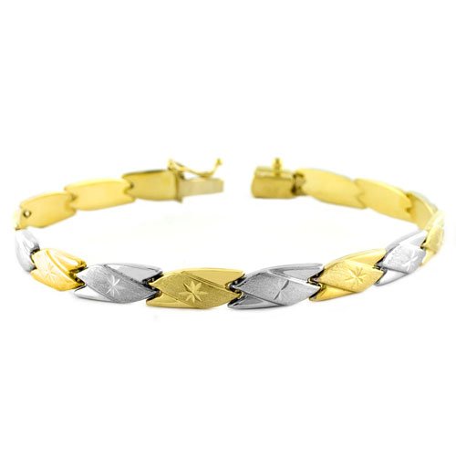 Classy 14 Karat Yellow & White Gold Stampato Bracelet 7.5 inch