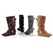 Brinley Co Womens Buckle Accent Faux Suede Slouchy Boot