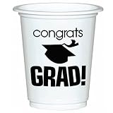Congrats Grad White Graduation 12 oz. Plastic Cups (10 count)