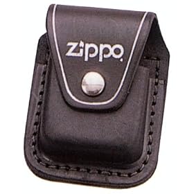 Black Zippo Logo Leather Belt Clip Pouch