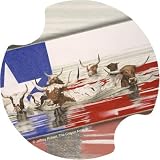 Set of Two Lonestar Longhorns Carster Car Drink Coasters - Style DJQ2