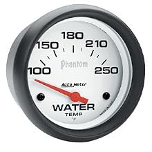 Auto Meter 5737 Phantom 2-1/16" 100-250 F Short Sweep Electric Water Temperature Gauge