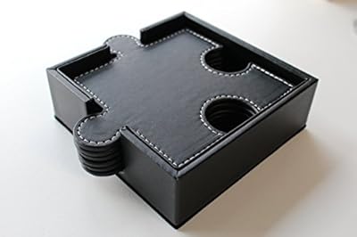 Drink Coasters (Set of 6), Puzzle Leather Coasters, Unique & Modern Design, Great for Both Hot and Cold Drinks (Including Wine, Beer and Other Beverages), Coaster Suitable for Bar Use