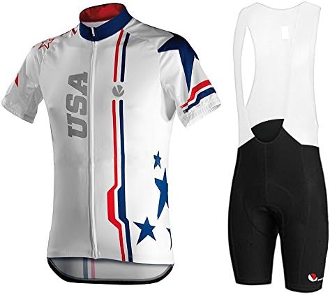 DIDE Outdoor Sports Pro Team Men's Short Sleeve Cycling Jersey and Bib Shorts Padded Set