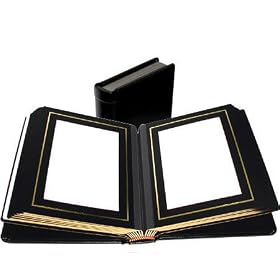 Click here to buy Adorama Classic Photo Album, Black Leather Cover with Library Bound Black Pages, Holds 18... by Adorama.