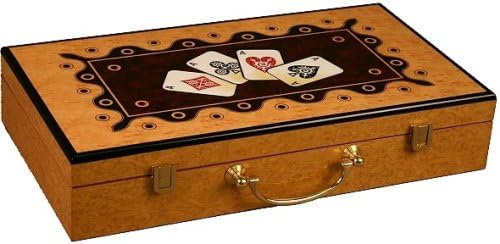 Poker Chip Case - 300 - Aces (Brown/Black) (11" H x 17.5" W x 4.5" D)