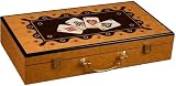 Glossy Wooden Poker Chip Case - Holds 300 Chips, 2 Decks of Playing Cards and Dice