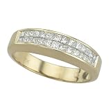 14K Yellow Gold Princess Invisible Set Diamond Band Ring