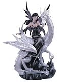 Black Fairy Riding White Dragon Collectible Figurine Decoration Statue