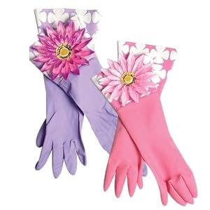 Purple Flower Marigolds Washing up Gloves