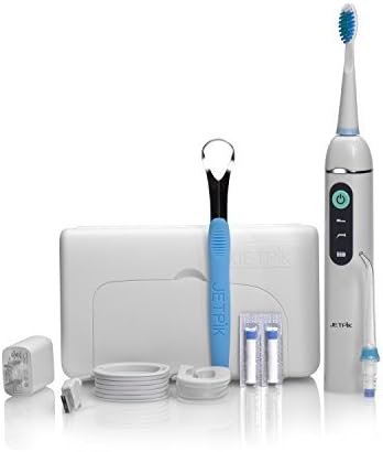 Jetpik JP200 Travel Rechargeable Electric Dental Flosser Oral Irrigator with Pulsating Floss Plus Water Power &amp; Sonic Toothbrush, Compact design for Travelers by JETPIK