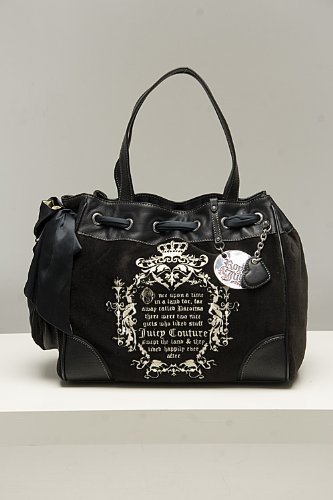Juicy Couture Day Dreamer Black Velour Tote