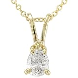 3/8 carat Pear Diamond Solitaire Pendant in 14k Yellow Gold (HI/I1)