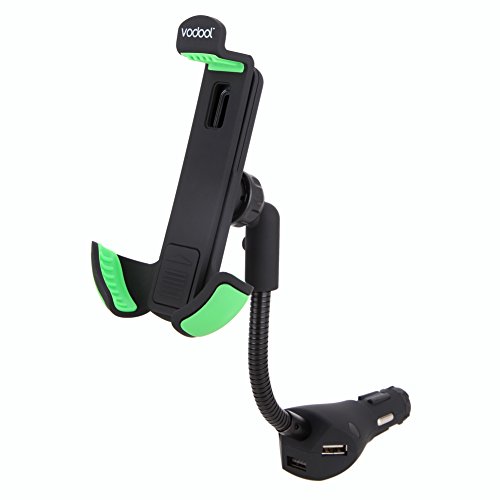 Vodool 3 Port USB Universal Car Charger Mount Holder/Car Charging Station with Cigarette Lighter Adapter and 360 Degree Rotating Gooseneck for iPhone 6/6s/ 6 Plus,Samsung Galaxy S6/S6 Edge/S5