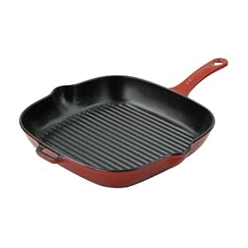 Chasseur Cast Iron 26cm Square Grill Pan Chilli Red