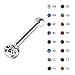 Steel Crystal CZ Gem Nose Bone Stud Ring Body Piercing 18 Gauge