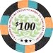 Authentic All Clay Casino Da Vinci Poker Chips, Black w/$100 Denomination, Comparable to Paulson.