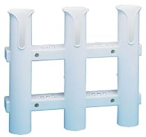 AFI 67633 One-Piece Molded Tournament Storage Fishing Pole Rack with Plier, Knife, and Tackle Holders (3-Rod, White)