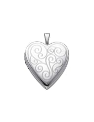 Sterling Silver Engraved Heart Locket Pendant (0.8" or 20mm Height)