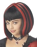 California Costumes Goth Vampire Costume Kids Black Red Highlights Bob Wig