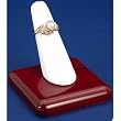 White Leather Wood Ring Finger Display Jewelry Showcase
