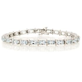 10k White Gold Oval Cut Aquamarine Bracelet, 7 by