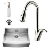 Vigo Industries VG15001 Farmhouse Faucet Dispenser Kitchen Sink, Steel