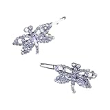 Rhinestone Swarovski Crystal Dragonfly Shaped Hair Barrettes 1 Pair