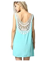 Sexy Summer Backless Lace Cotton Sleeveless Party Dress 