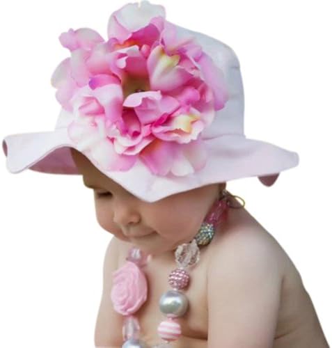 Melondipity Girls Princess Peony Baby Sun Hat - Premium Pink Flower Floppy Cap