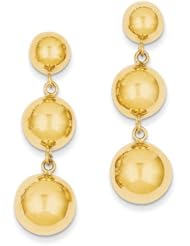 14k Yellow Gold Polished Half Ball Dangle Earrings. Metal Wt- 4.84g