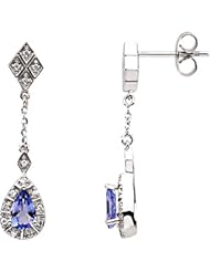 14K White Gold Tanzanite and Diamond Earrings -- LIFETIME WARRANTY