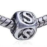 Pugster Dice Shape Letter S Bead Fits Pandora Bracelet