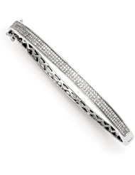 Genuine .925 Sterling Silver Diamond Hinged Bangle Bracelet 9 Grams . 100% Satisfaction Guaranteed.