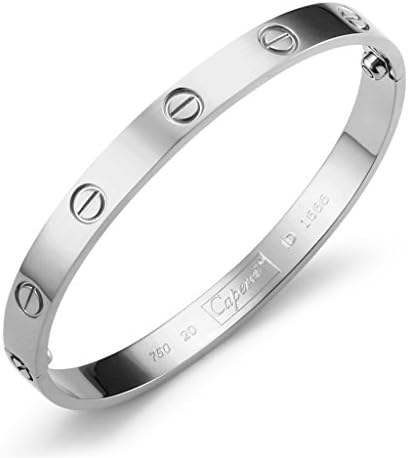 Stainless Steel Designer Inspired Love Screw Head Bangle Bracelet 6.5-inch