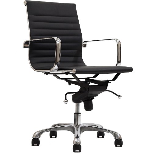 LexMod Malibu Mid Back Office Chair, Black Vinyl