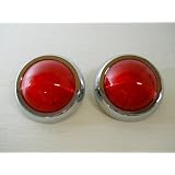 (2) 1950s Pontiac Style LED Red Stop Brake Turn Signal Tail Lights Chrome Ring 