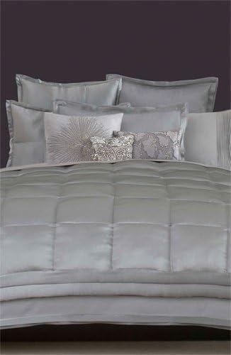 DKNY Luxury Bedding Donna Karan Genuine 100% Silk Quilt with Tufted Border King Modern Classics Charcoal