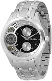 Fossil Mens Metal Multifunction Watch - Black/Silver Dial - Twist