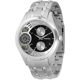 Fossil Mens Metal Multifunction Watch - Black/Silver Dial - Twist